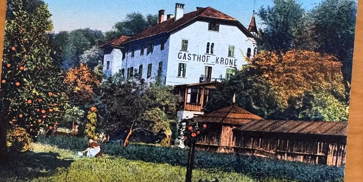 Historische Postkarte des Gasthof Krone mit Garten